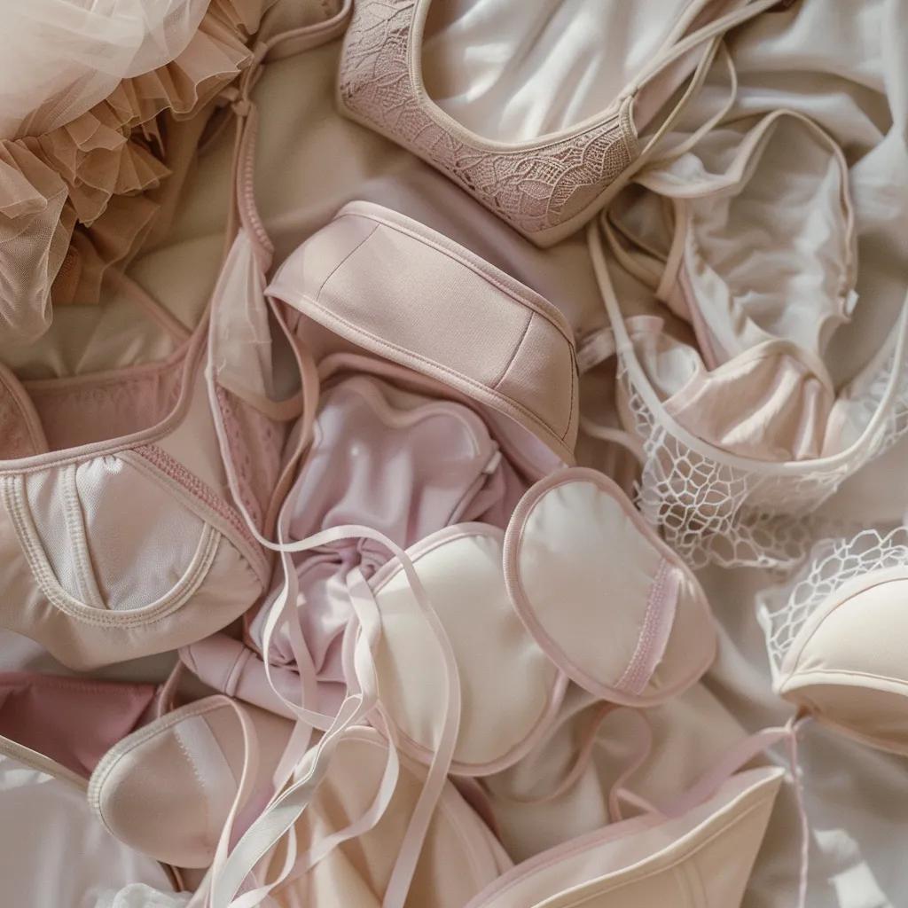 Close-up of mastectomy bras and post-surgical apparel showcasing comfort and design features